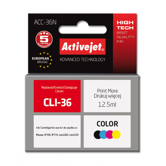 Activejet ACC-36N (Náhrada Canon CLI-36; Supreme; 12,5 ml; barevný)