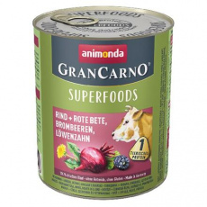 GRANCARNO Superfoods hovädzie,čv.repa, černice, púpava 800 g pre psy GRANCARNO Superfoods hovädzie,čv.repa, černice, púpava 800 g pre psy