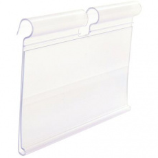 Držiak cenovky na háčik, 7 x 3,9 cm, transparentný Držiak cenovky na háčik, 7 x 3,9 cm, transparentný