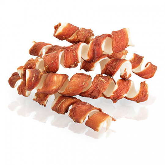 KIDDOG BUFFET SPRING kačacie mäso na byvolej koži [25 ks], 16 cm / 40-45 g