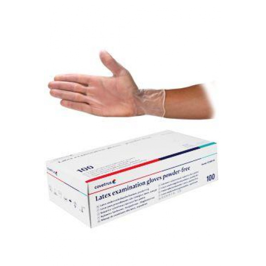 Rukavice hniezdo.vyš.CVET latex S/100ks s púdrom, biele