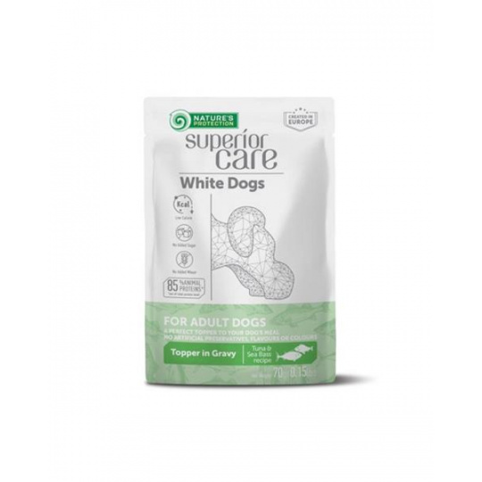 Natures P Superior care white dog adult all breeds tuniak & morský vlk kapsička 24 x 70 g