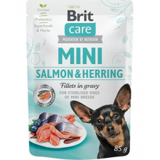 Brit Care dog Kapsička MINI Sterilised Salmon&Herring fillets in gravy 24 x 85 g