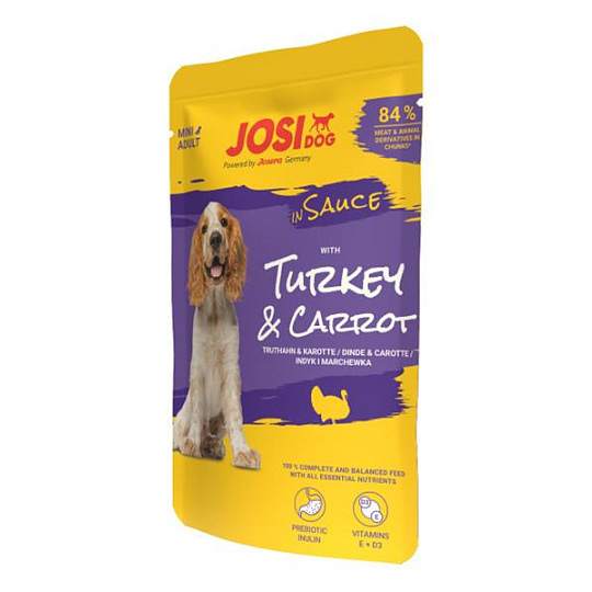 JosiDog Pamlsek Dog Turkey&Carrot in Sauce 100 g JosiDog Pamlsek Dog Turkey&Carrot in Sauce 100 g
