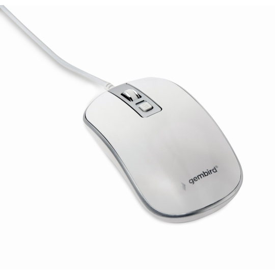 Gembird MUS-4B-06-WS Drátová optická myš, USB, 1200 DPI, bílá/stříbrná