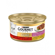 Nestlé GOURMET GOLD cat hovädzie&kura kúsky šťava konz.12x85 g