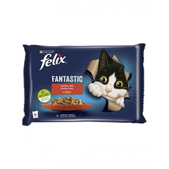 Nestlé FELIX Fantastic cat Multipack hovädzie&kuracie želé kapsička 4x85 g Nestlé FELIX Fantastic cat Multipack hovädzie&kuracie želé kapsička 4x85 g