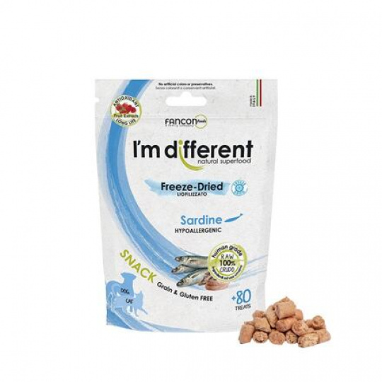 I´M DIFFERENT SNACK sardinky - mrazom sušená pochúťka, 40 g I´M DIFFERENT SNACK sardinky - mrazom sušená pochúťka, 40 g
