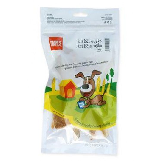 Pochúťka sušená MAPES králičie uško 55g Pochúťka sušená MAPES králičie uško 55g