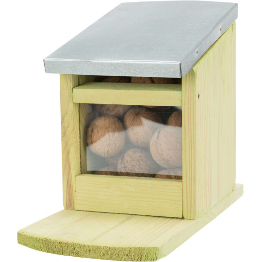 Kŕmna stanica pre veveričky 12 x 18 x 24 cm, prírodné borovicové drevo/kov