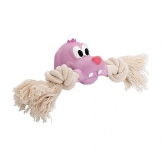 Psia hlava MINI s bavlnenou činkou, so zvukom, 5x18 cm, ružová/prírodná, HipHop Psia hlava MINI s bavlnenou činkou, so zvukom, 5x18 cm, ružová/prírodná, HipHop