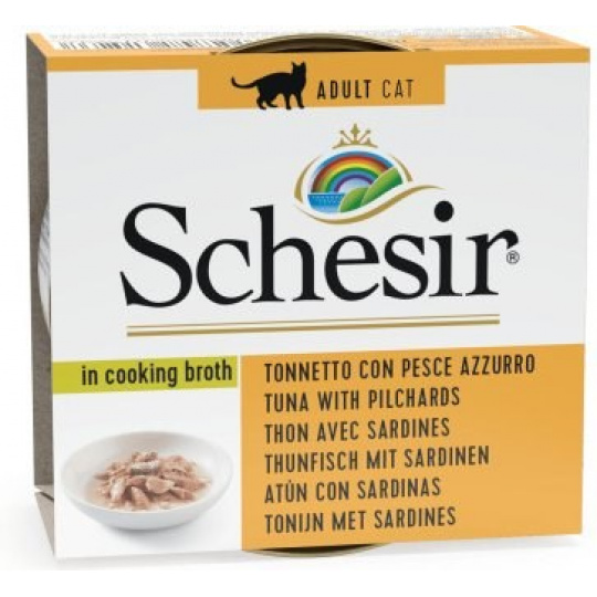 SCHESIR in cooking broth Tuna with sardines - mokré krmivo pro kočky - 70 g