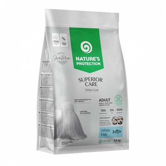 Natures P Superior care white dog GF adult white fish small&mini 1,5 kg