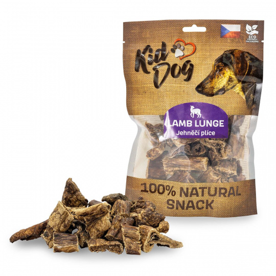 KIDDOG 100% Natural Snack, jahňacie pľúca 2-4 cm / 80 g