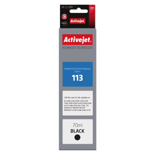 Activejet AE-113Bk Ink (náhradní inkoust Epson 113 C13T06B140; Supreme; 70 ml; černý)