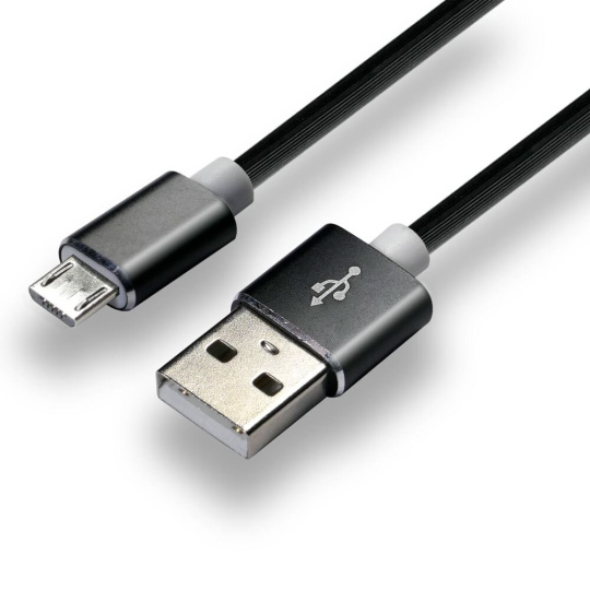everActive micro USB kabel 1m - černý, silikonový, podpora rychlého nabíjení, 2,4A - CBS-1MB