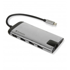 Verbatim 49142 rozbočovač rozhraní USB 3.2 Gen 1 (3.1 Gen 1) Type-C 1000 Mbit/s Černá, Stříbrná