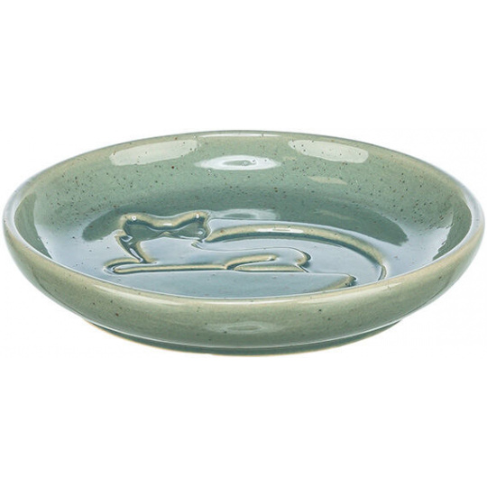 Miska keramická, vytlačená mačka, 0,15 l/ ⌀ 14,5 cm, zelená