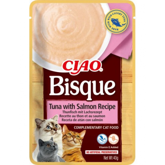 INABA Ciao Bisque Tuna with Salmon - pamlsek pro kočky - 12 x 40g