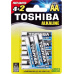 Alkalické baterie Toshiba LR6GCNP BP6 2F (4+2ks)
