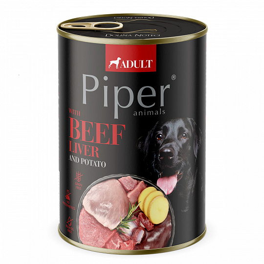 NEW PIPER s hovädzími pečeňami a zemiakmi, konzerva pre psy 400 g
