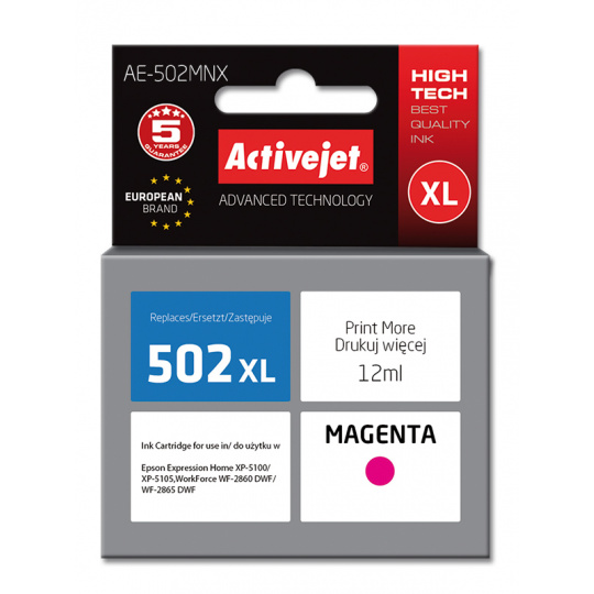 Activejet Inkoust AE-502MNX (náhradní inkoust Epson 502XL W34010; Supreme; 12 ml; červený)