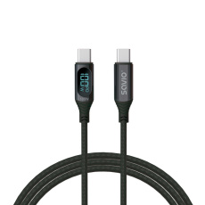 SAVIO USB-C - Kabel USB-C s displejem, CL-174, 1 m, černý