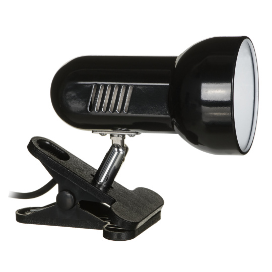 Activejet Stolní lampa s klipem, černá, kov, závit E27