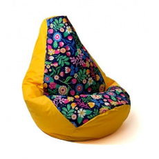 Sako taška pouffe Pear print yellow-flower XXL 140 x 100 cm