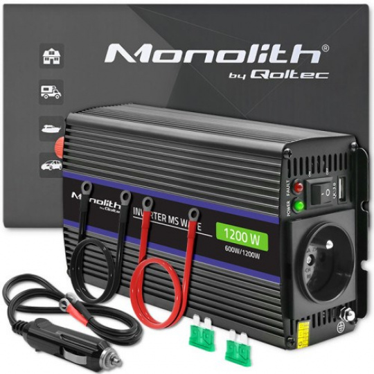 Qoltec Monolith zdroj/transformátor Auto/uvnitř 600 W Černá