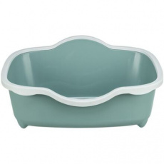 Toaleta pre mačky DAVIO, s okrajom, 56 x 26 x 39 cm, šalviová/biela Toaleta pre mačky DAVIO, s okrajom, 56 x 26 x 39 cm, šalviová/biela