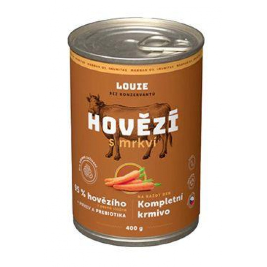 Louie Dog konz. Hovädzie s mrkvou a prebiotikami 400g