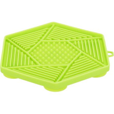 Lick´n´Snack HEXAGON s přísavkami - podložka k pomalému krmení, 17 cm, TPR/plast, zelená