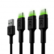 Green Cell KABGCSET02 USB kabel 1,2 m USB A USB C Černá