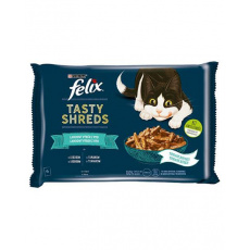 Nestlé FELIX Tasty shreds cat Multipack losos&tuniak v šťave kapsička 4x80 g Nestlé FELIX Tasty shreds cat Multipack losos&tuniak v šťave kapsička 4x80 g