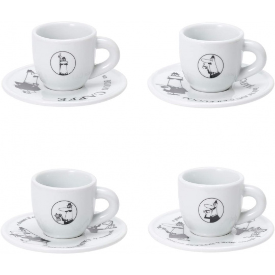 Sada 4 šálků na espresso BIALETTI CAROUSEL Porcelán 4x 50 ml Bílá