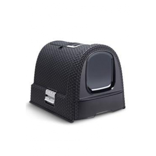 Curver WC mačka kryté domček Rattan 39x39x51cm antracit