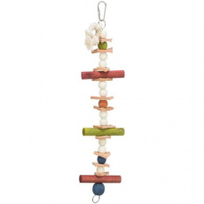 Drevená hračka, lano s farebnými guľôčkami a kožou, 28 cm Drevená hračka, lano s farebnými guľôčkami a kožou, 28 cm