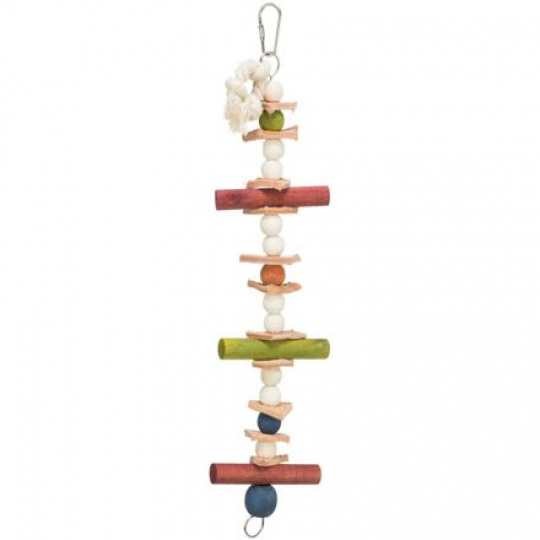 Drevená hračka, lano s farebnými guľôčkami a kožou, 28 cm Drevená hračka, lano s farebnými guľôčkami a kožou, 28 cm