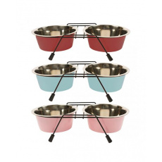 Miska DUVO+ Stojan s dvoma miskami nerez priemer 11 cm 2x0,24 L