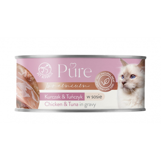 PET REPUBLIC Pure Chicken and tuna in gravy - mokré krmivo pro kočky - 80g