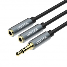 UNITEK Y-C956ABK audio kabel 0,2 m 3.5mm 2 x 3.5mm Černá, Šedá
