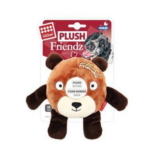 Hračka pes GiGwi Plush Friendz medveď s gum. krúžkom