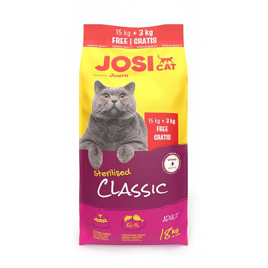 JosiCat Cat Sterilised Classic 15 kg + 3 kg