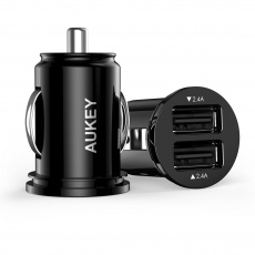 AUKEY CC-S1 Mini nabíječka na PDA/mobilní telefon 2xUSB-A 24W 4.8A Černá Auto