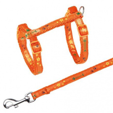 Postroj s vodítkom na mačku pošitý stužkou 22-36cm/10mm 1,2m