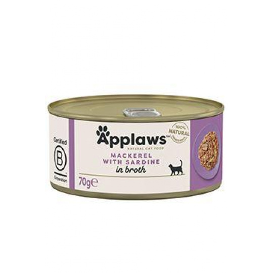 Applaws Cat konzerva Adult Broth makrela se sard.70g