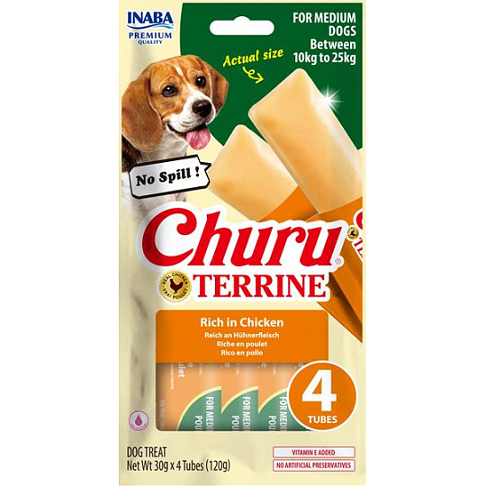 Churu Dog Terrine kuracie plemená M 4x15g