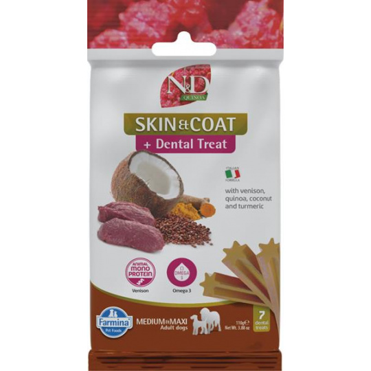Pamlsok Farmina Quinoa Dog Skin Coat Venison Adult medium & maxi 100g Pamlsok Farmina Quinoa Dog Skin Coat Venison Adult medium & maxi 100g