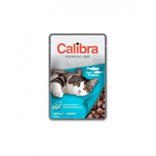 Calibra KAPSIČKA Premium cat Adult Pstruh & losos v omáčke 24 x 100 g Calibra KAPSIČKA Premium cat Adult Pstruh & losos v omáčke 24 x 100 g